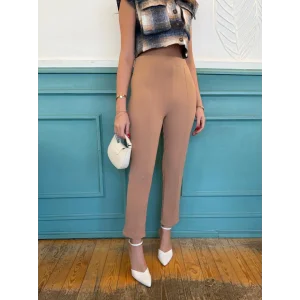 Kadın Yüksek Bel Ithal Krep Pantolon