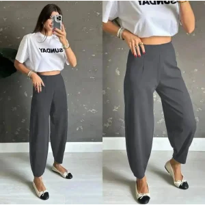 Kadın Yüksek Bel Krep Pantolon