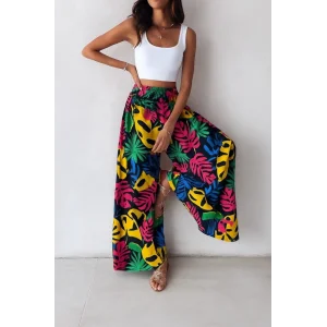 Kadın Yüksek Bel Lastikli Desenli Süprem Pantolon