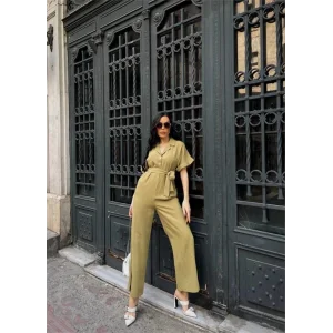 KETEN TULUM BEL BAĞLAMA DETAYLI - Yeşil