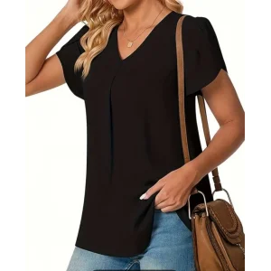 Kısa Kollu V Yaka Sandy Bluz