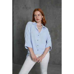 Kol Katlama Detaylı Bebe Mavi Gömlek