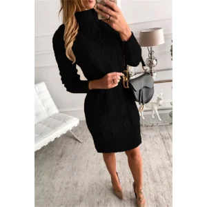 Loren Yünlü Motifli Midi Boy Triko Elbise