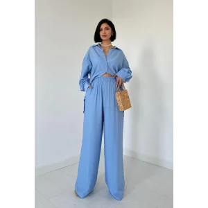 Mavi Alice Gömlek Ve Bol Kesim Pantolon Takım