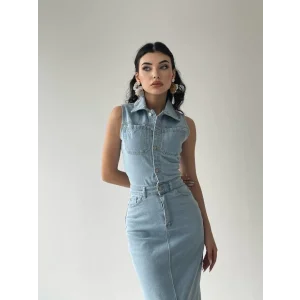 Meldia Jean Sıfır Kollu Elbise