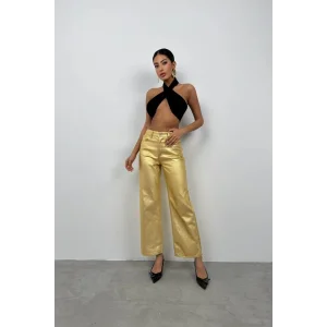 Metalik Yüksek Bel Pantolon