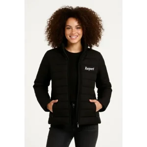 Mikro Su İtici Kapitone Baskılı Astarlı Fermuarlı Bomber Mont - Siyah