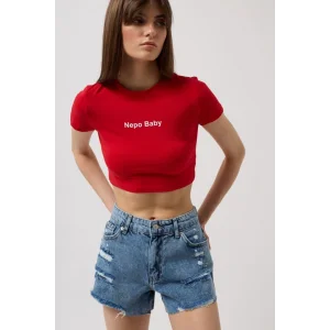 Nepo Baskılı Crop T-Shirt