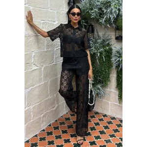 Pantolonu Astarlı Dantel İkili Takım 10119