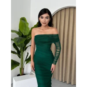 Polack Tek Omuz Tül Elbise