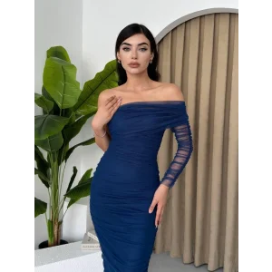 Polack Tek Omuz Tül Elbise