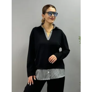 Polo Yaka Gömlek Detay Salaş Balon Pantolunlu ıkılı Takım