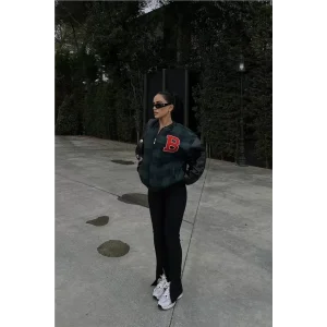 Pötikare Desen Nakışlı Kolej Ceket - Haki