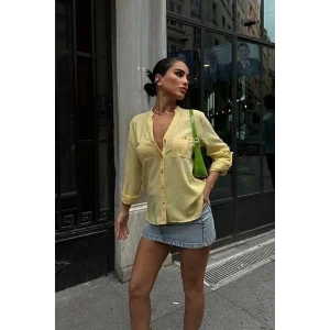 Poulina Flamlı Keten Gömlek 3257-08