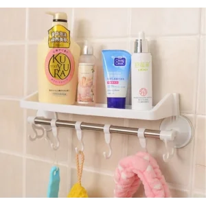 Raflı ve Kancalı Vantuzlu Banyo Askısı