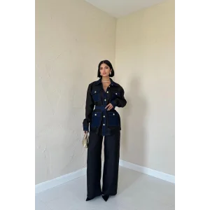 Siyah Garnili Cepli Gömlek Ve Pantolon Takım