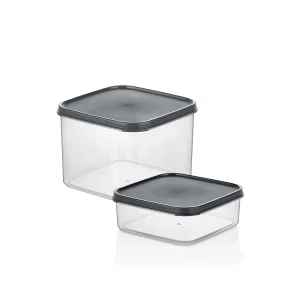 Sızdırmaz, Saklama Kabı, Kilitli Kapak, 2li (Antrasit)