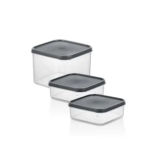 Sızdırmaz, Saklama Kabı, Kilitli Kapak, 3lü (Antrasit)