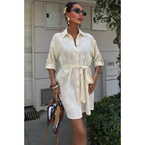 Süzene Nakışlı Ve Gold Düğmeli Elbise 2742