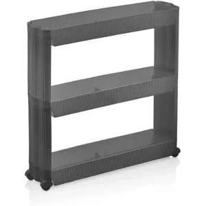Tekerlekli 3 Katlı mutfak Banyo Rafı (Gri-Antrasit)