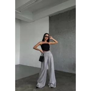 Üç Düğme Detayli Palazzo Pantolon