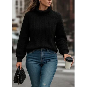 Uzun Kollu Yarı Balıkçı Yaka Triko Bluz