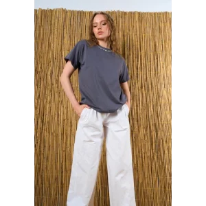 Yakası Taşlı Tshirt - Füme