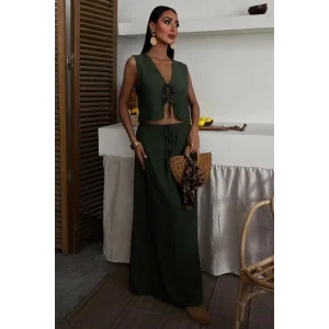 Yelek Önden Bağlamalı Uzun Etekli Takım 10192