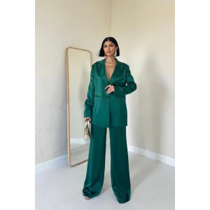 Zümrüt Saten Ceket Ve Pantolon Takım