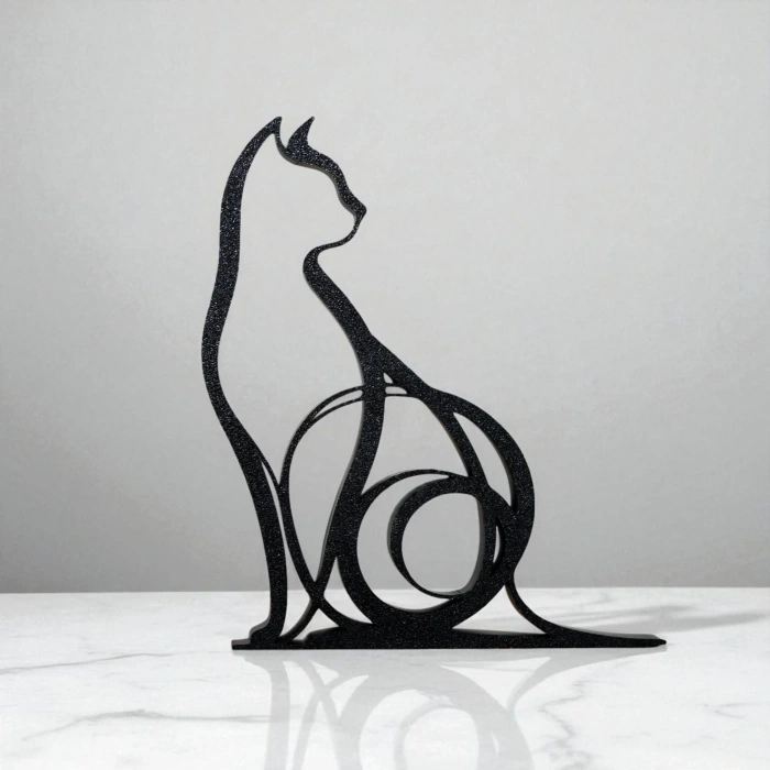 Sanatsal Tasarım 3D Kedi Dekoru