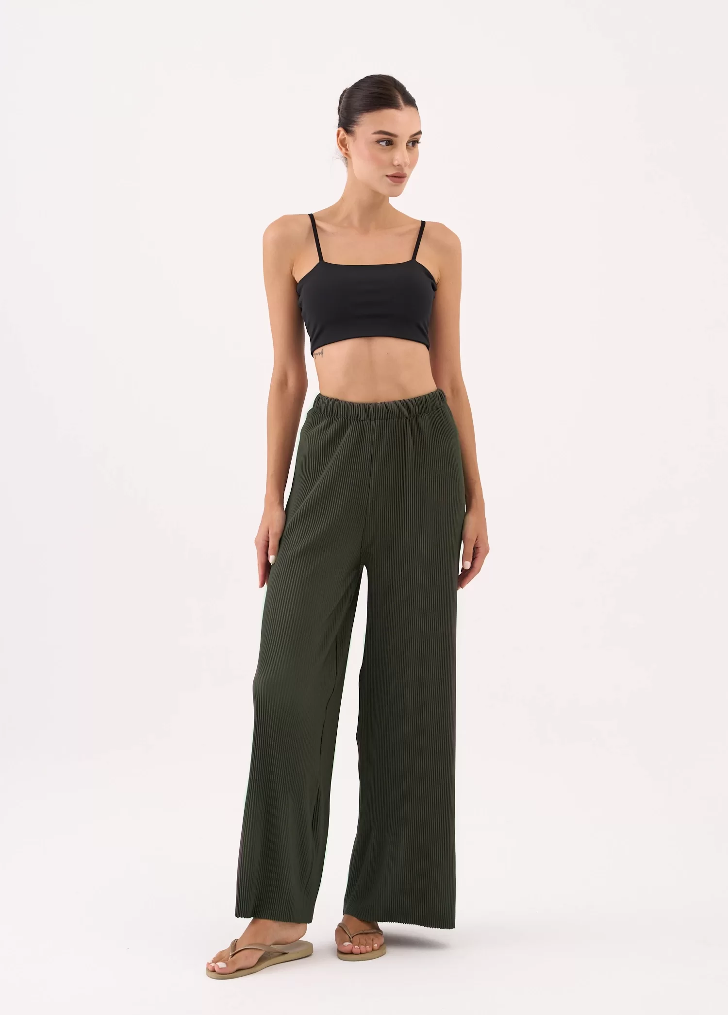 ELASTIC WAIST PLEATED TROUSERS