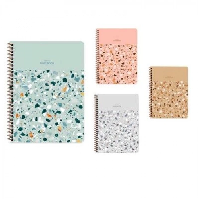 Keskin A4 80 Yp.Çiz. PP Kp.Spiralli Terrazzo Defter