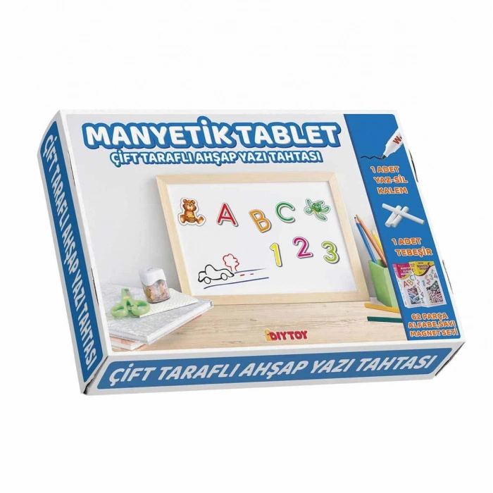 Manyetik Çift Taraflı Tablet Ahşap Yazı Tahtası