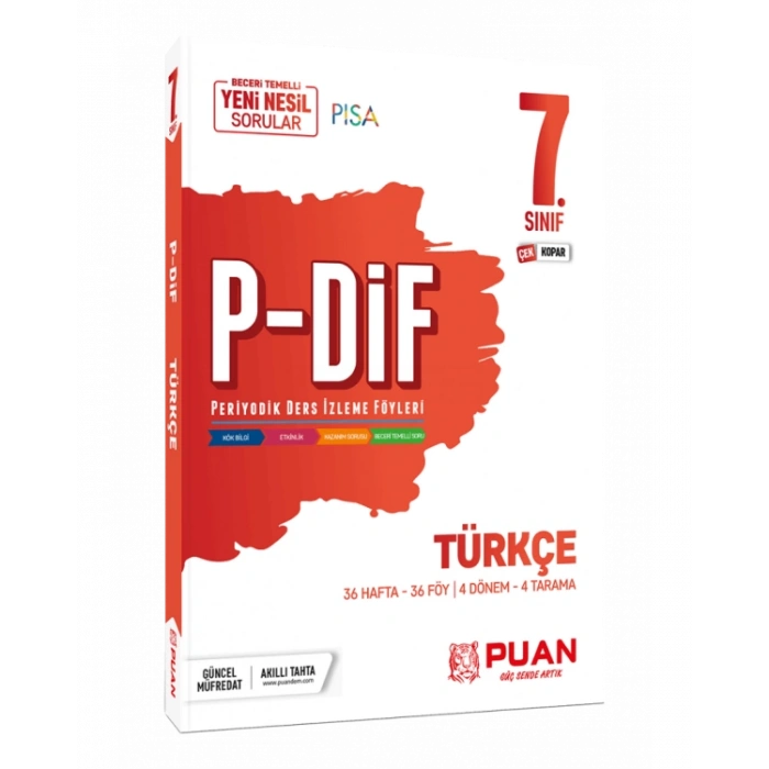 7. Sınıf Türkçe P-DİF Periyodik Ders İzleme Föyleri Puan Yayınları