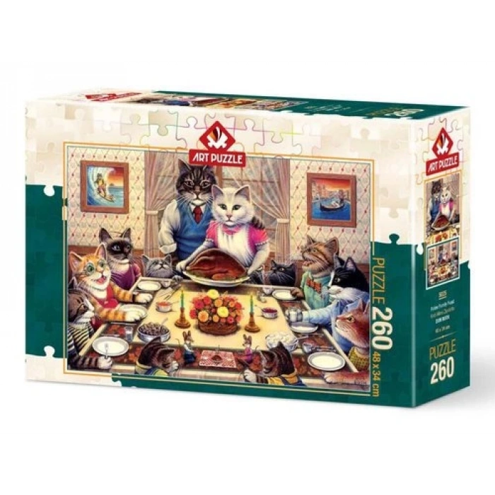 Kedi Ailesi Ziyafette 260 Parça Puzzle