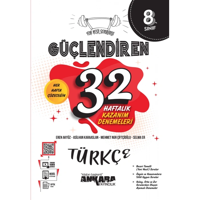 8. Sınıf Güçlendiren 32 Haftalık Türkçe Kazanım Denemeleri
