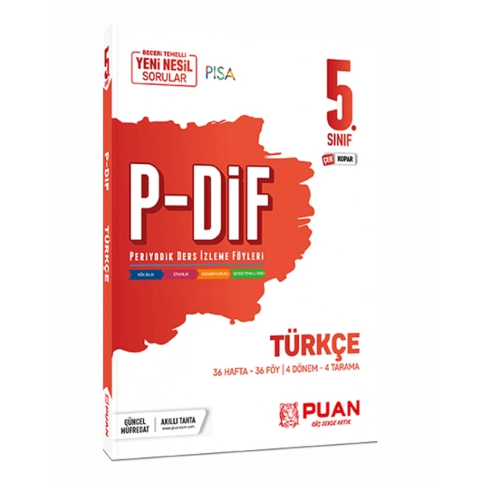 5. Sınıf Türkçe P-DİF Periyodik Ders İzleme Föyleri Puan Yayınları