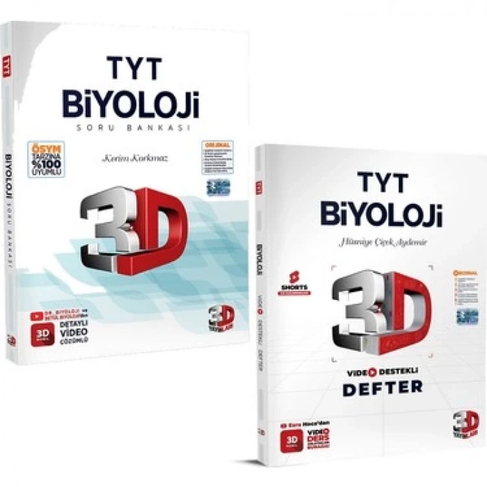 3D YayınlarıTyt Biyoloji Video Destekli Defter