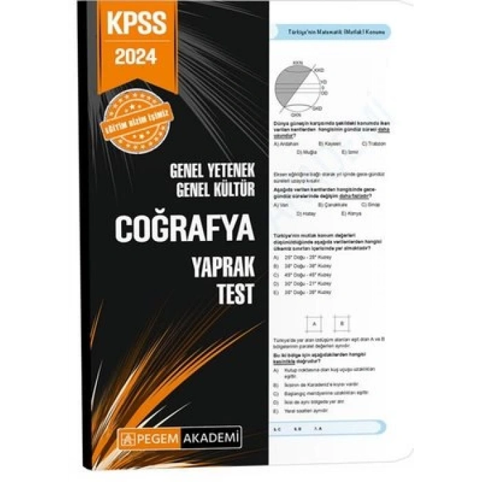 2024 KPSS Genel Yetenek Genel Kültür Coğrafya Yaprak Test