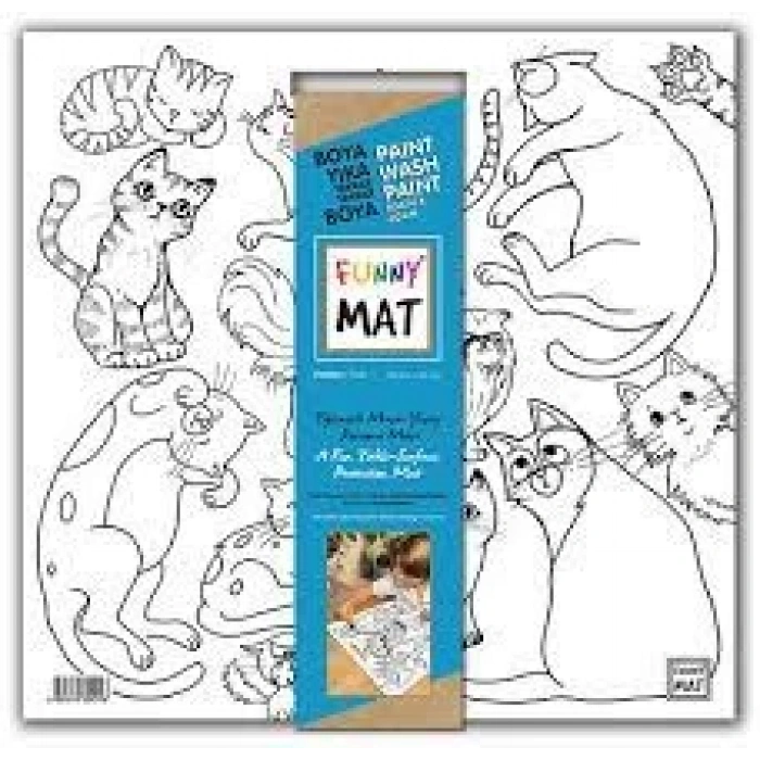 Funny Mat White - Kediler - 40X40Cm