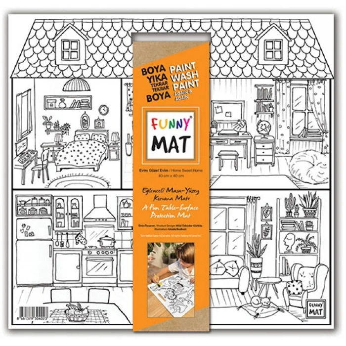 Funny Mat White - Evim Güzel Evim - 40X40Cm