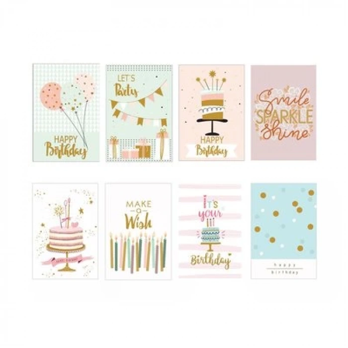 Keskin Yaldızlı Doğum Günü Kartı Zarflı