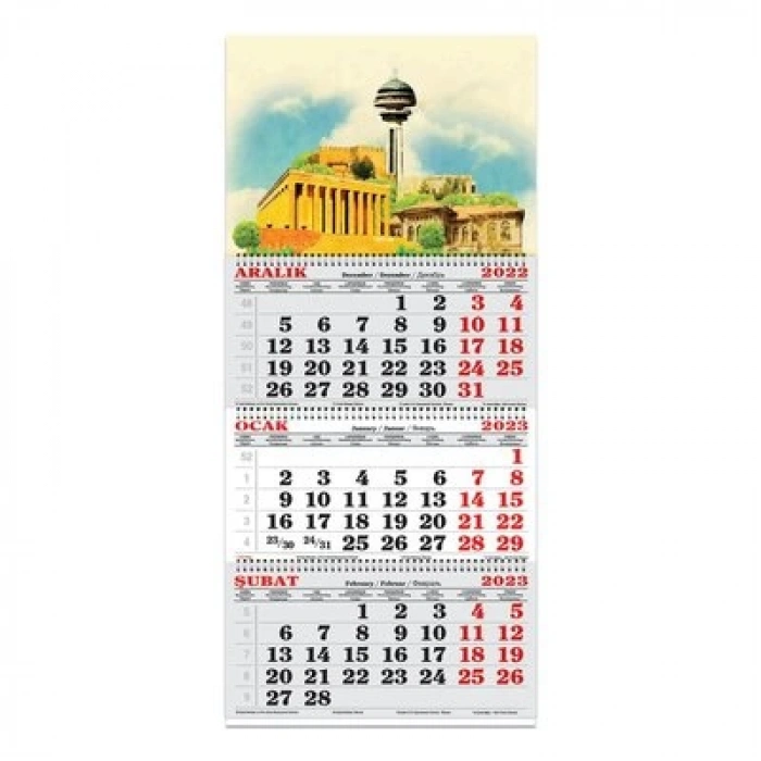 Keskin Color 2023 3 Aylık Spiralli Jumbo Ankara Denizci Takvim