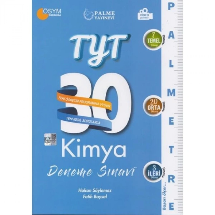 TYT Kimya Palmetre Serisi 30 Deneme Video Çözümlü
