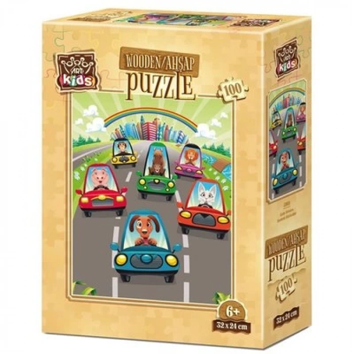 Sevimli Sürücüler 100 Parça Ahşap Puzzle