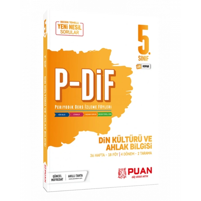 5. Sınıf Din Kültürü ve Ahlak Bilgisi P-DiF Periyodik Ders İzleme Föyleri Puan Yayınları