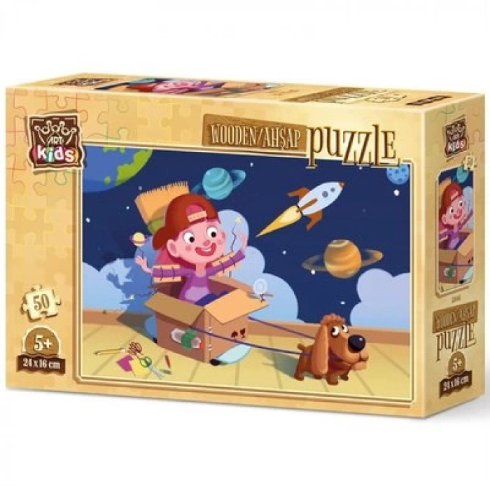 Minik Astronot 50 Parça Ahşap Puzzle