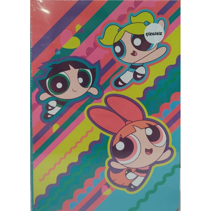 The Powerpuff Girls Sert Kapak Butik Defter Yeşil 80 yp.15*21