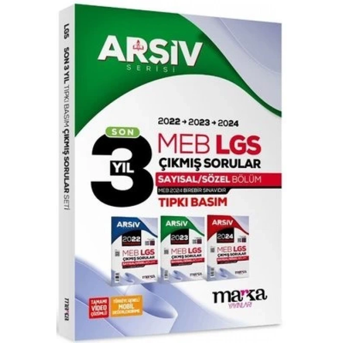 Son 3 Yıl LGS 8. Sınıf ARŞİV Serisi Tıpkı Basım Fasikül Fasikül Çıkmış  Sorular Tamamı Video Çözümlü