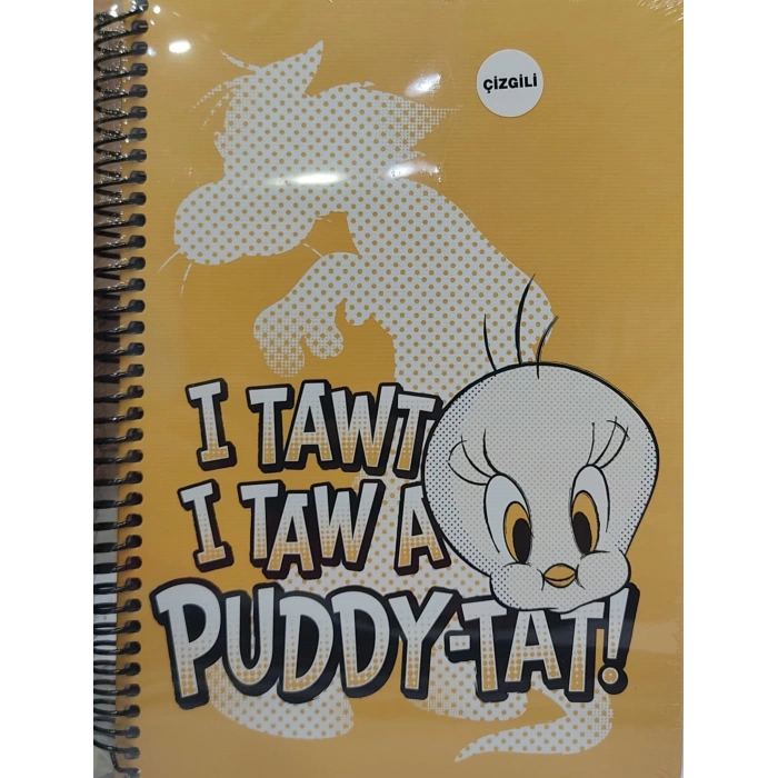 Tweety I Tawt I Taw a Puddy Tat Spiralli Defter Açık Şarı 80 yp.17*24
